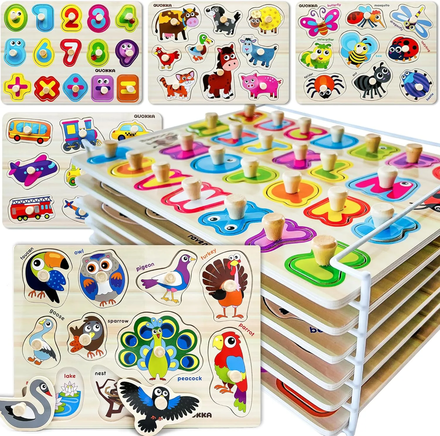 Best Educational Toys for 2 Year Olds in 2025 9 Chunky wooden puzzles featuring animal shapes and bright colors, fun and educational toys for 2 year olds to boost problem-solving skills.
