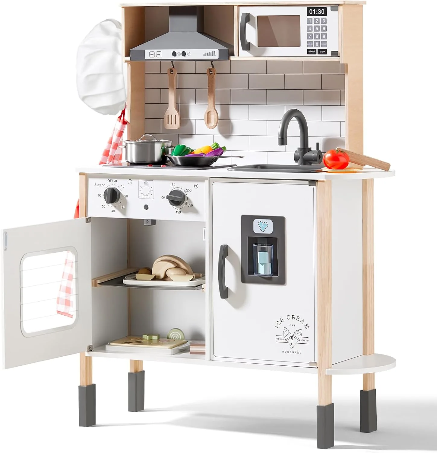 Best Educational Toys for 2 Year Olds in 2025 18 A modern play kitchen with realistic features like a microwave, sink, and stovetop, perfect toys for 2 year olds for pretend play.