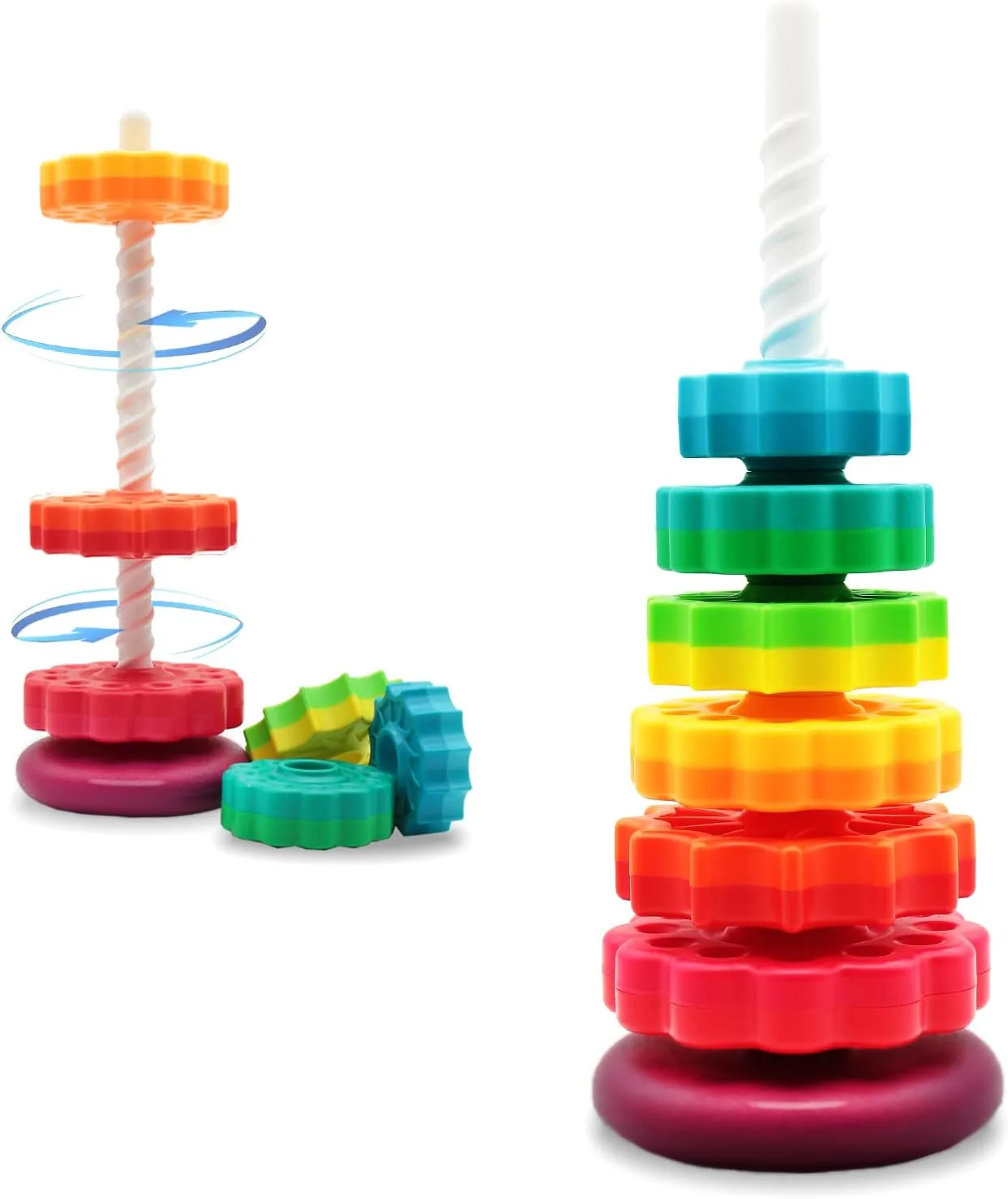 Best Educational Toys for 2 Year Olds in 2025 14 Durable stacking rings in bright colors, helping toddlers build motor skills and coordination, excellent toys for 2 year olds.
