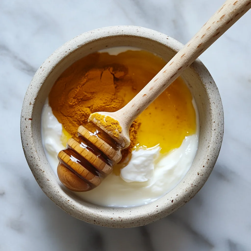 A moisturizing and brightening DIY face mask made with honey, turmeric, and yogurt, ideal for glowing skin.