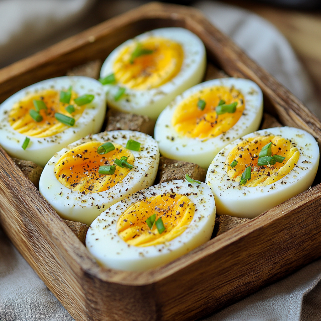 Hard-boiled eggs seasoned with pepper, a protein-packed snack for the whole family.