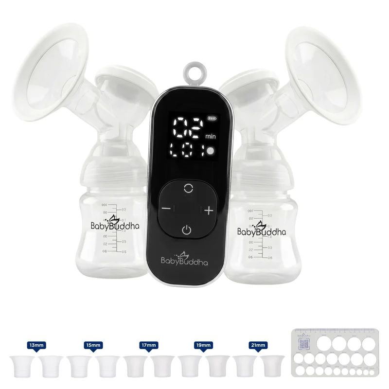 Is the BabyBuddha 3.0 a Good Primary Breast Pump? 4 BabyBuddha 3.0 breast pump with flanges, bottles, flange inserts and sizing ruler