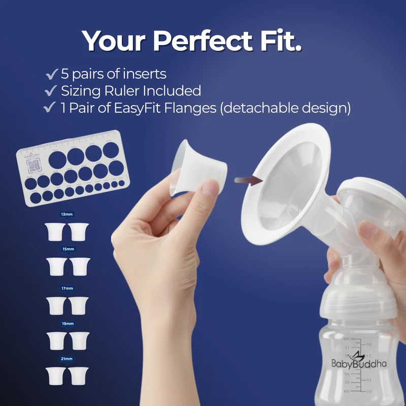 Is the BabyBuddha 3.0 a Good Primary Breast Pump? 6 BabyBuddha 3.0 EasyFit flange kit with 13mm, 15mm, 17mm, 19mm and 21mm inserts
